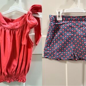 Sage & Lilly Red Sleeveless Top with Bow Detail and Matching Shorts Set